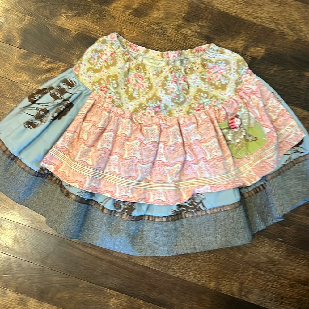 MATILDA JANE Westside Gretta in Calico apron skirt pink blue brown floral
